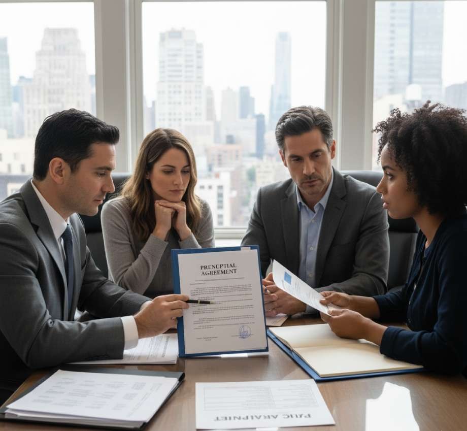 A bundle of hundred-dollar bills featuring a blue note labeled alimony.