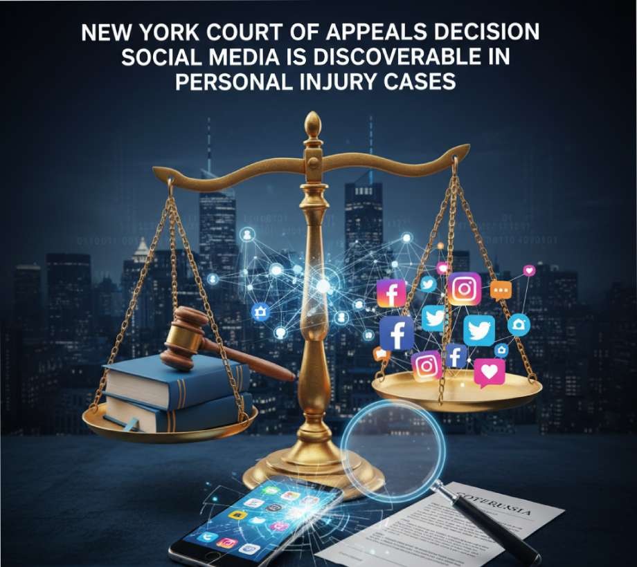 Golden scales of justice balancing law books against social media icons.