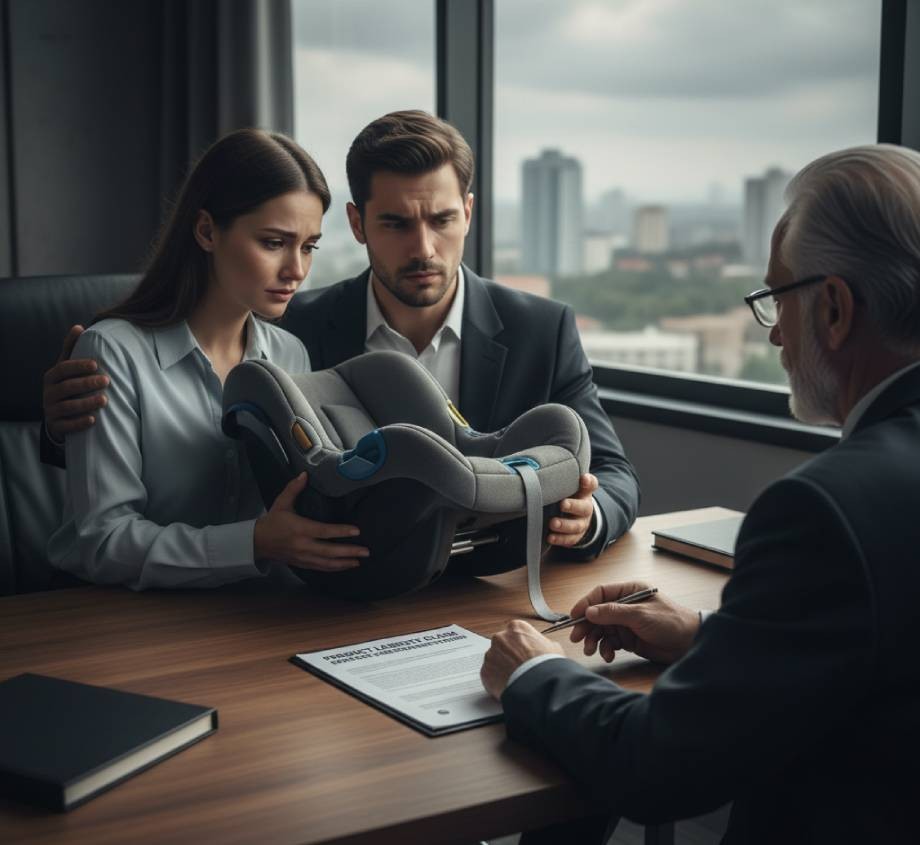 Legal consultation regarding product liability claim for defective infant car seat.