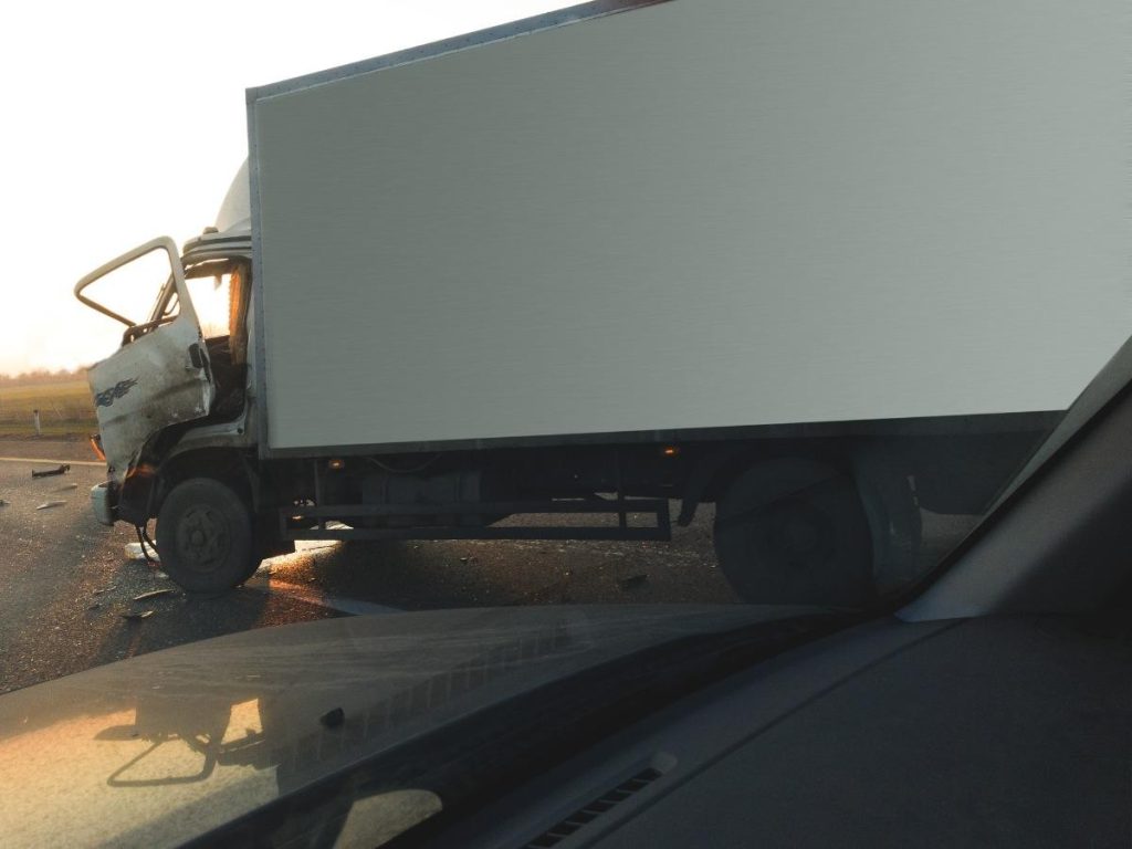a large commercial delivery truck.